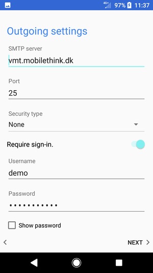 Enter Outgoing server address