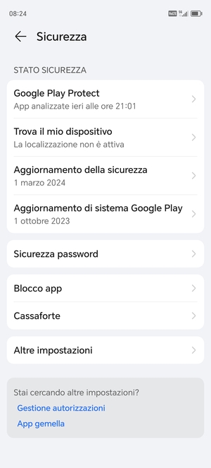 Seleziona Altre impostazioni