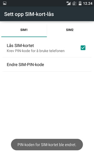 Din PIN-kode for SIM-kort er endret