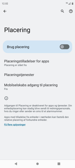 Slå Brug placering fra