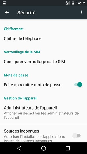 Sélectionnez Configurer verrouillage carte SIM