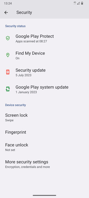 To change the PIN for the SIM card, go to the Security menu and scroll to and select More security settings