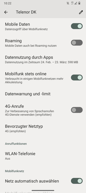 Um das Netzwerk zu wechseln, falls Probleme auftreten, schalten Sie Netz automatisch auswählen aus