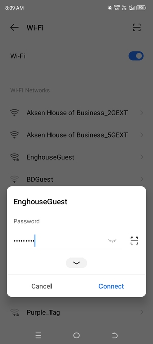 Enter the Wi-Fi password and select Connect