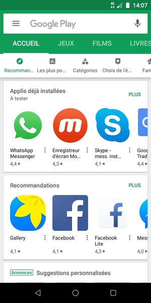 Sélectionnez la barre de Recherche