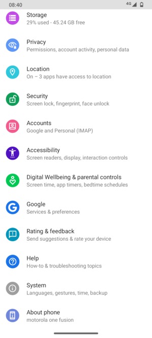 Scroll to and select Accounts