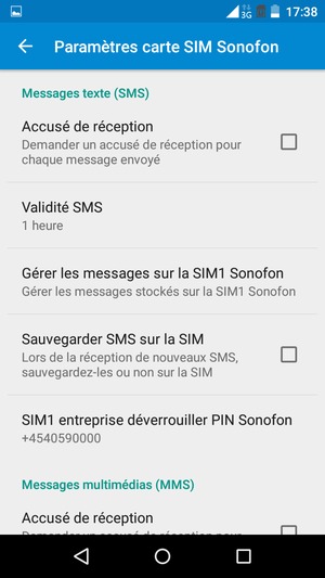 Sélectionnez SIM1 entreprise déverrouiller PIN ou SIM2 entreprise déverrouiller PIN