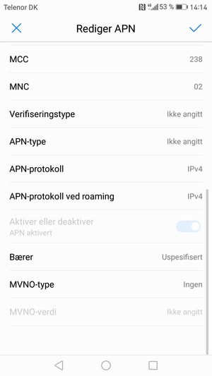 Bla ned og skriv inn MMS-informasjon. Velg OK
