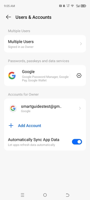 Select your Google account