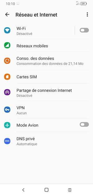 Sélectionnez Réseaux mobiles