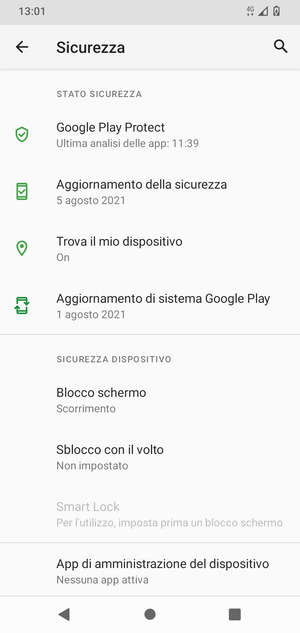 Per attivare il blocco dello schermo, vai al menu Sicurezza e seleziona Blocco schermo