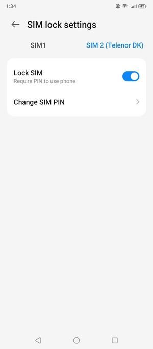 Select SIM 1 or SIM 2 and select Change SIM PIN