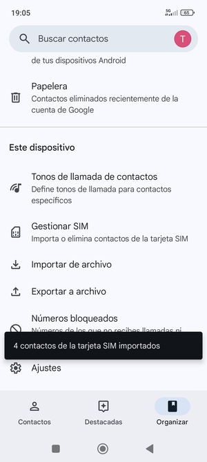 Sus contactos se guardarán en su cuenta de Google y se guardarán en su teléfono la próxima vez que Google sea sincronizado.