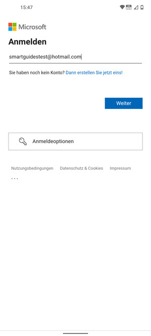 Geben Sie Ihre E-Mail-Adresse ein und wählen Sie Weiter