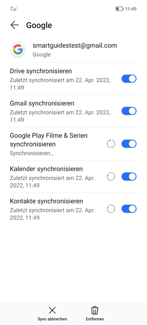 Ihre Kontakte von Google werden nun auf Ihrem Smartphone synchronisiert