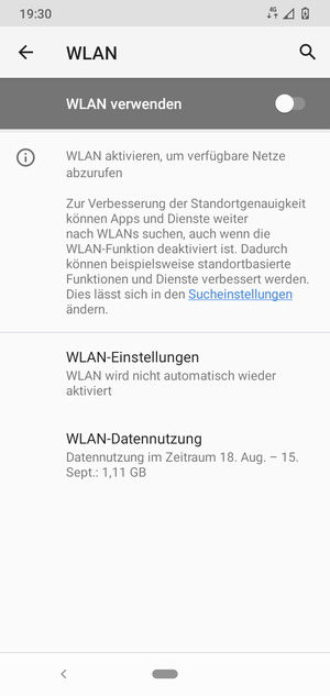Schalten Sie WLAN verwenden ein