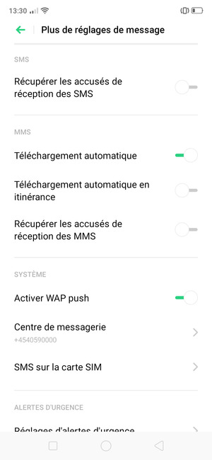 Sélectionnez Centre de messagerie