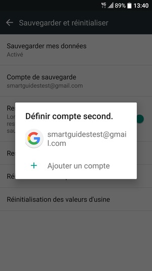 Sélectionnez votre compte de sauvegarde
