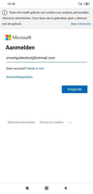 Voer uw Hotmail adres in en selecteer Volgende