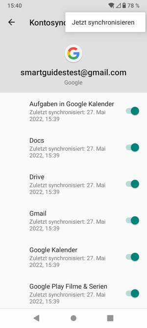 Wählen Sie Jetzt synchronisieren