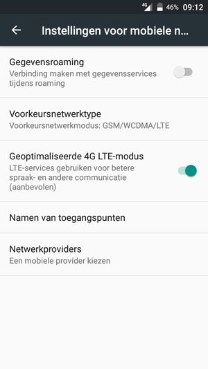 Om van netwerk te wisselen in geval van netwerkproblemen, selecteert u Netwerkproviders