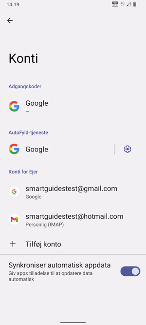 Vælg din Google konto