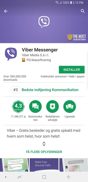 Vælg INSTALLER