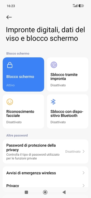 Il tuo telefono è ora protetto dal blocco schermo