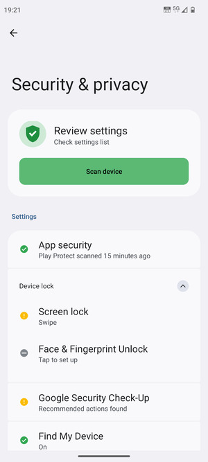 Select Screen lock