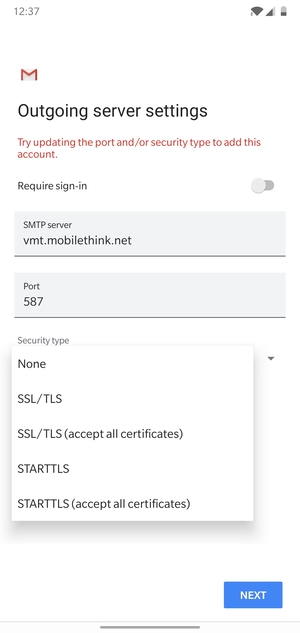 Select None and  NEXT