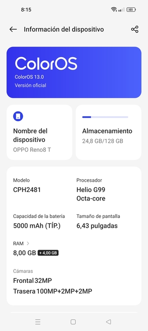 Seleccione ColorOS