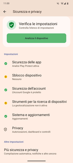 Per cambiare il PIN della scheda SIM, vai al menu Sicurezza e privacy e  seleziona Piú sicurezza e privacy