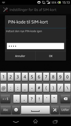 Bekræft din nye PIN-kode og vælg OK