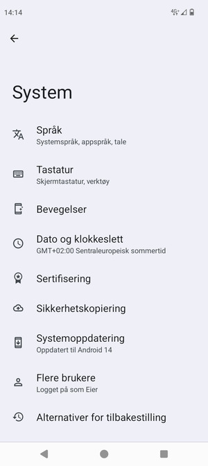 Velg Sikkerhetskopiering