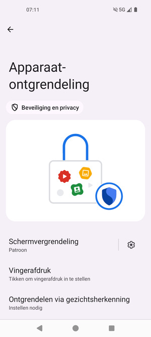 Uw telefoon is nu beveiligd met een schermvergrendeling