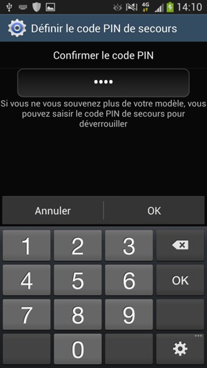 Confirmez la sauvegarde du code PIN et appuyez sur OK