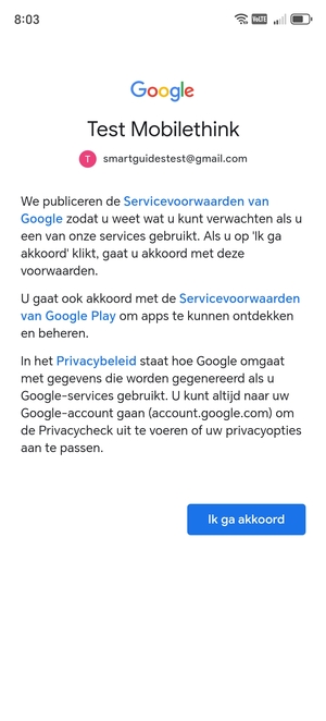 Selecteer Ik ga akkoord