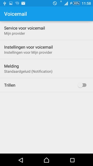 Selecteer Instellingen voor voicemail