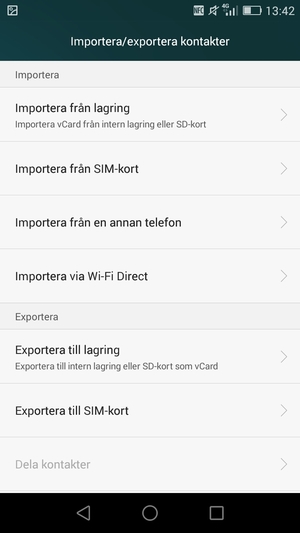 Välj Importera från SIM-kort