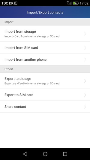 Select Import from SIM card