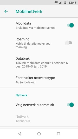 Slå Velg nettverk automatisk av