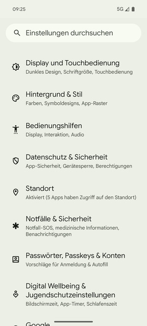 Scrollen Sie und wählen Sie Datenschutz & Sicherheit