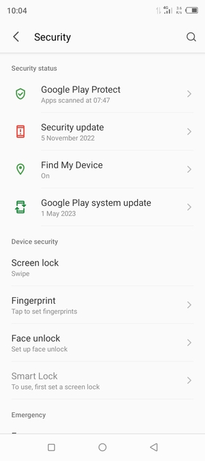Select Screen lock