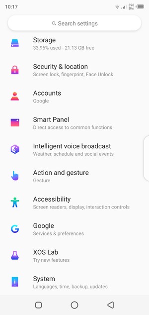 Scroll to and select Security & location