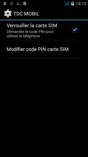 Sélectionnez Modifier code PIN carte SIM