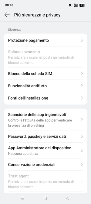 Scorri e seleziona Blocco della scheda SIM
