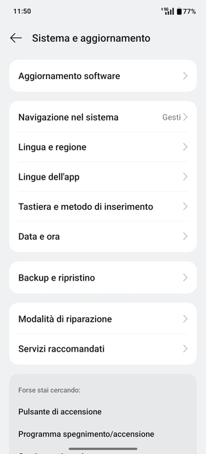 Seleziona Aggiornamento software