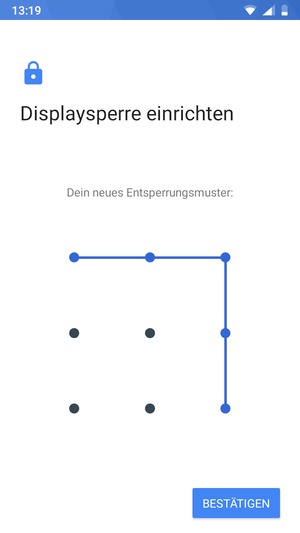 Zeichnen Sie das Entsperrmuster erneut und wählen Sie BESTÄTIGEN