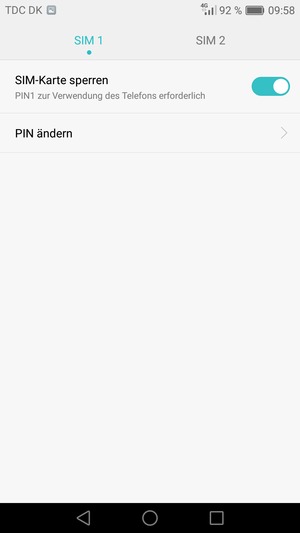 Wählen Sie SIM 1 oder SIM 2 und wählen Sie  PIN ändern