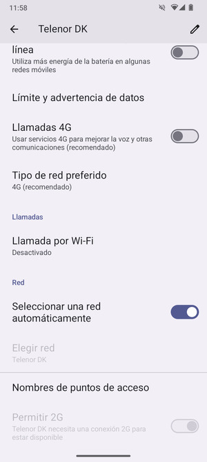Desplácese y seleccione Nombres de puntos de acceso